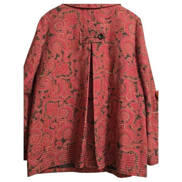Talbots Paisley A-Line Stretch Back Pleat Swing Coat Sz L - Picture 6 of 9